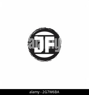 JF Logo Initial Letter Monogram with abstrac circle shape design template isolated in white background Stock Vector