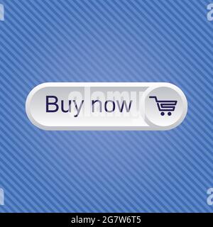 Light gray buy now button with dark blue icon Stock Vector