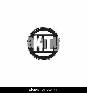 KI Logo Initial Letter Monogram with abstrac circle shape design template isolated in white background Stock Vector