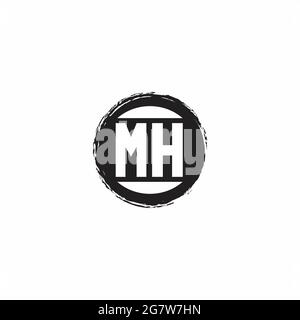 MH Logo Initial Letter Monogram with abstrac circle shape design template isolated in white background Stock Vector
