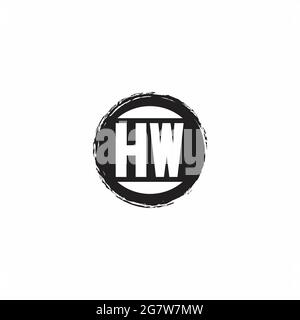 HW Logo Initial Letter Monogram with abstrac circle shape design template isolated in white background Stock Vector