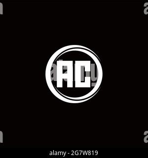 AC logo initial letter monogram with circle slice rounded design template isolated in black background Stock Vector