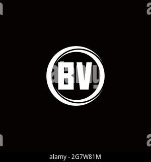 BV logo initial letter monogram with circle slice rounded design template isolated in black background Stock Vector