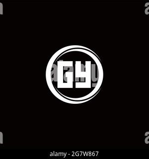 GY logo initial letter monogram with circle slice rounded design template isolated in black background Stock Vector