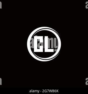 CL logo initial letter monogram with circle slice rounded design template isolated in black background Stock Vector