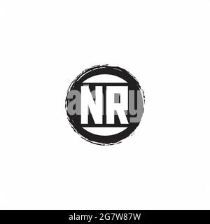 NR Logo Initial Letter Monogram with abstrac circle shape design template isolated in white background Stock Vector