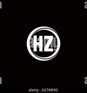 HZ logo initial letter monogram with circle slice rounded design template isolated in black background Stock Vector