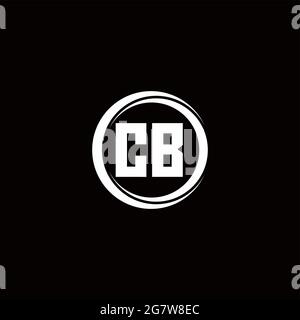 CB logo initial letter monogram with circle slice rounded design template isolated in black background Stock Vector
