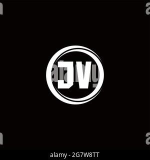 JV logo initial letter monogram with circle slice rounded design template isolated in black background Stock Vector