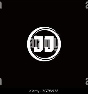 JJ logo initial letter monogram with circle slice rounded design template isolated in black background Stock Vector