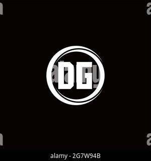 DG logo initial letter monogram with circle slice rounded design template isolated in black background Stock Vector