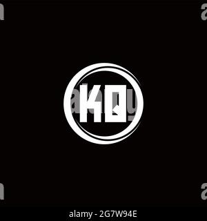 KQ logo initial letter monogram with circle slice rounded design template isolated in black background Stock Vector