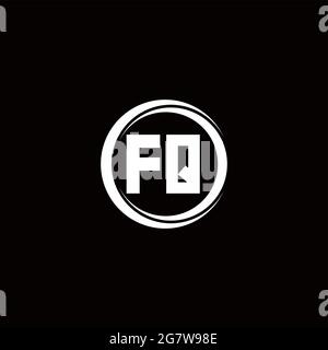 FQ logo initial letter monogram with circle slice rounded design template isolated in black background Stock Vector