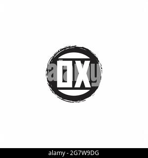 OX Logo Initial Letter Monogram with abstrac circle shape design template isolated in white background Stock Vector