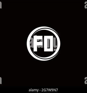 FO logo initial letter monogram with circle slice rounded design template isolated in black background Stock Vector