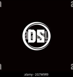 DS logo initial letter monogram with circle slice rounded design template isolated in black background Stock Vector