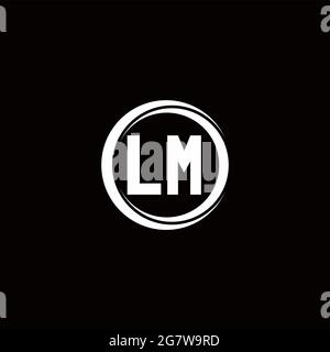 LM logo initial letter monogram with circle slice rounded design template isolated in black background Stock Vector