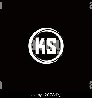 KS logo initial letter monogram with circle slice rounded design template isolated in black background Stock Vector