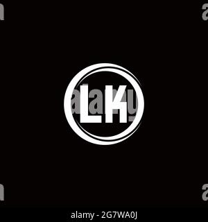 LK logo initial letter monogram with circle slice rounded design template isolated in black background Stock Vector