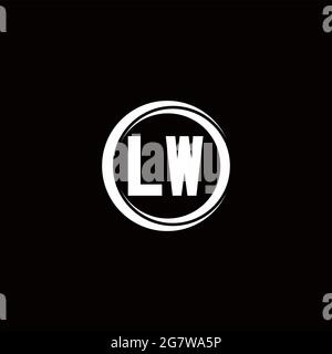 LW logo initial letter monogram with circle slice rounded design template isolated in black background Stock Vector