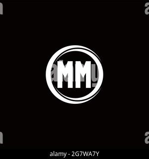 MM logo initial letter monogram with circle slice rounded design template isolated in black background Stock Vector