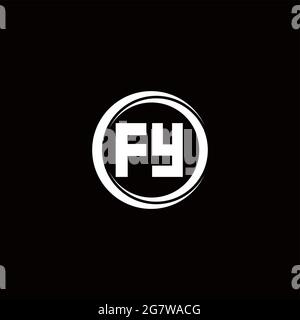 FY logo initial letter monogram with circle slice rounded design template isolated in black background Stock Vector