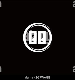 QQ logo initial letter monogram with circle slice rounded design template isolated in black background Stock Vector