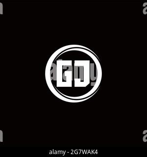 GJ logo initial letter monogram with circle slice rounded design template isolated in black background Stock Vector