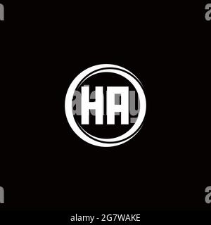 HA logo initial letter monogram with circle slice rounded design template isolated in black background Stock Vector