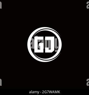 GJ logo initial letter monogram with circle slice rounded design template isolated in black background Stock Vector