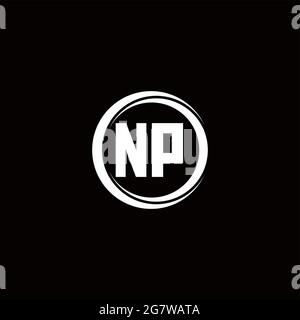 NP logo initial letter monogram with circle slice rounded design template isolated in black background Stock Vector
