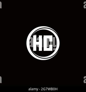 HC logo initial letter monogram with circle slice rounded design template isolated in black background Stock Vector