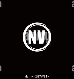 NV logo initial letter monogram with circle slice rounded design template isolated in black background Stock Vector