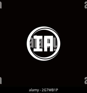 IA logo initial letter monogram with circle slice rounded design template isolated in black background Stock Vector
