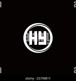 HY logo initial letter monogram with circle slice rounded design template isolated in black background Stock Vector