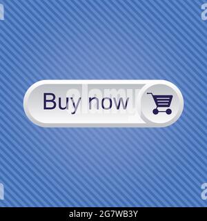 Light gray buy now button with dark blue icon Stock Vector