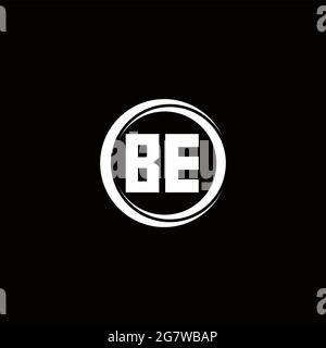 BE logo initial letter monogram with circle slice rounded design template isolated in black background Stock Vector