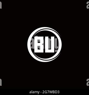 BU logo initial letter monogram with circle slice rounded design template isolated in black background Stock Vector