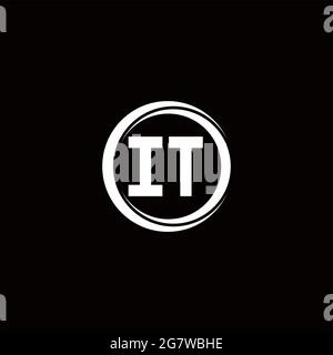 IT logo initial letter monogram with circle slice rounded design template isolated in black background Stock Vector