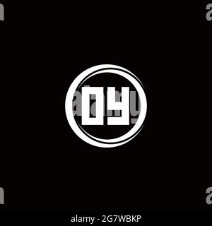 OY logo initial letter monogram with circle slice rounded design template isolated in black background Stock Vector