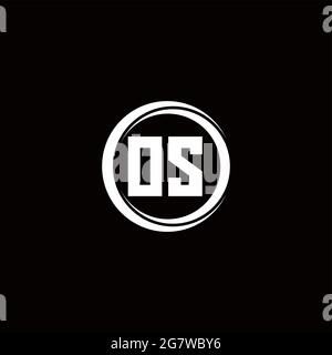 OS logo initial letter monogram with circle slice rounded design template isolated in black background Stock Vector