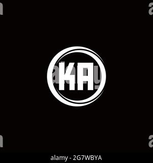 KA logo initial letter monogram with circle slice rounded design template isolated in black background Stock Vector