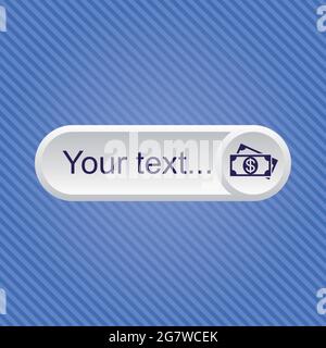 Light gray buy now button with dark blue icon Stock Vector