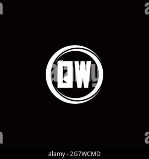 QW logo initial letter monogram with circle slice rounded design template isolated in black background Stock Vector