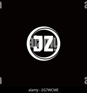 JZ logo initial letter monogram with circle slice rounded design template isolated in black background Stock Vector