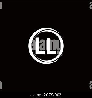 LL logo initial letter monogram with circle slice rounded design template isolated in black background Stock Vector