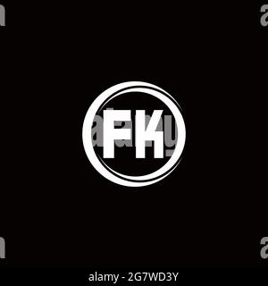 FK logo initial letter monogram with circle slice rounded design template isolated in black background Stock Vector