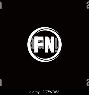 FN logo initial letter monogram with circle slice rounded design template isolated in black background Stock Vector