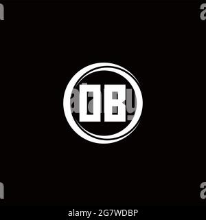 OB logo initial letter monogram with circle slice rounded design template isolated in black background Stock Vector