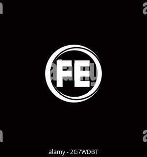 FE logo initial letter monogram with circle slice rounded design template isolated in black background Stock Vector